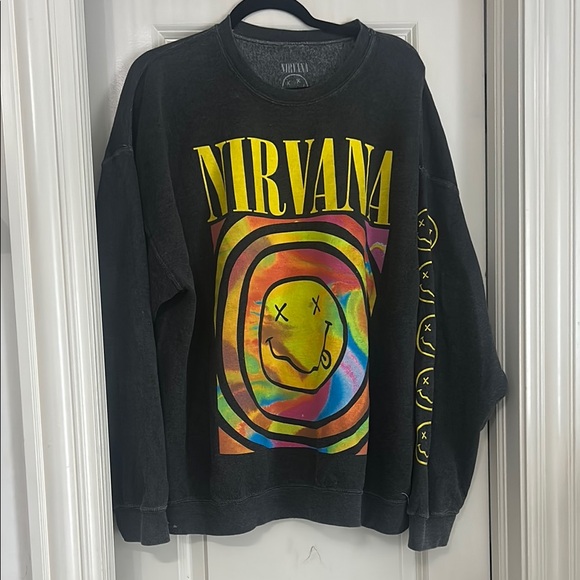 NIRVANA Black and Yellow Crewneck Sweater - Picture 1 of 1